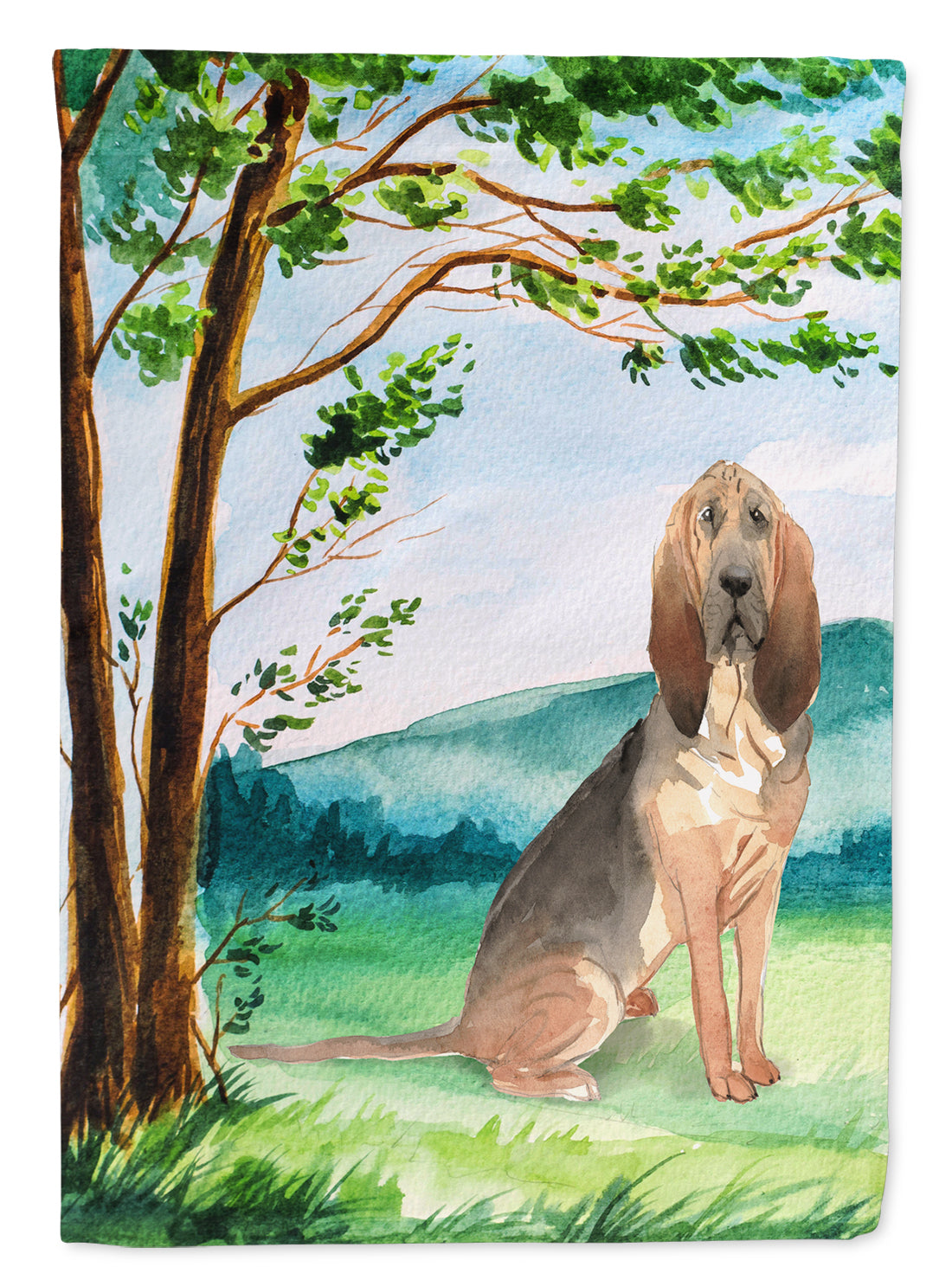 Under the Tree Bloodhound Garden Flag Mailbox Decorative Yard Banner Outside Patio Artwork for Flower Beds, Garden Size, Multicolor
