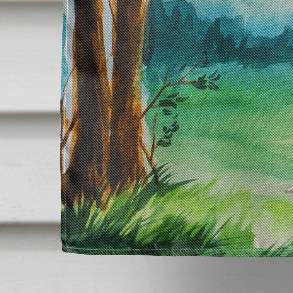 Under the Tree Bernese Mountain Dog House Flag 28x40 Porch Sleeve Pole Decorative Outside Yard Banner Artwork Wall Hanging, Polyester