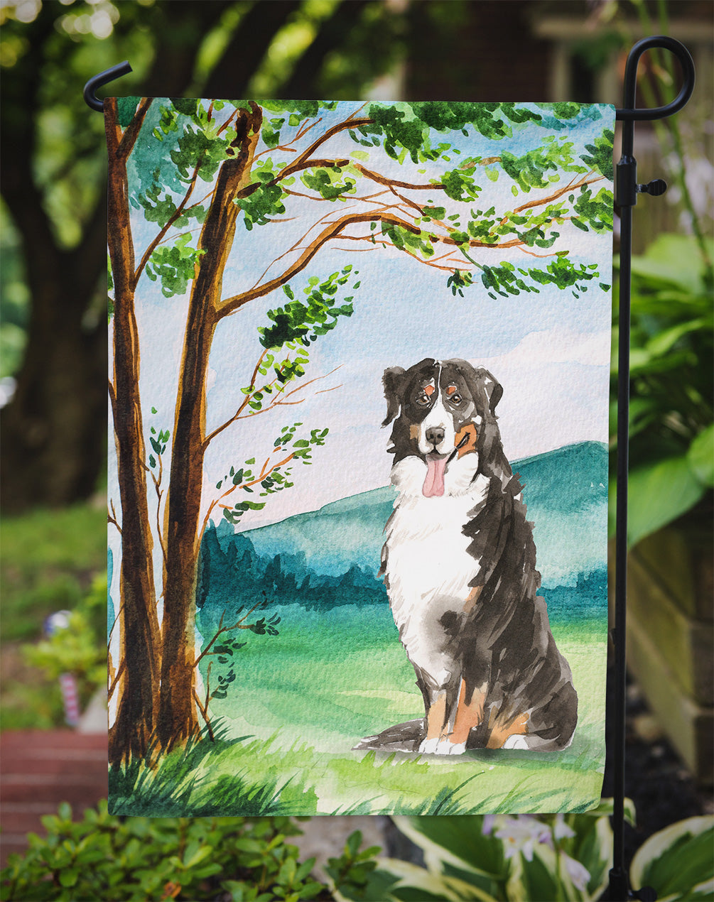 Under the Tree Bernese Mountain Dog Garden Flag Mailbox Decorative Yard Banner Outside Patio Artwork for Flower Beds, Garden Size, Multicolor