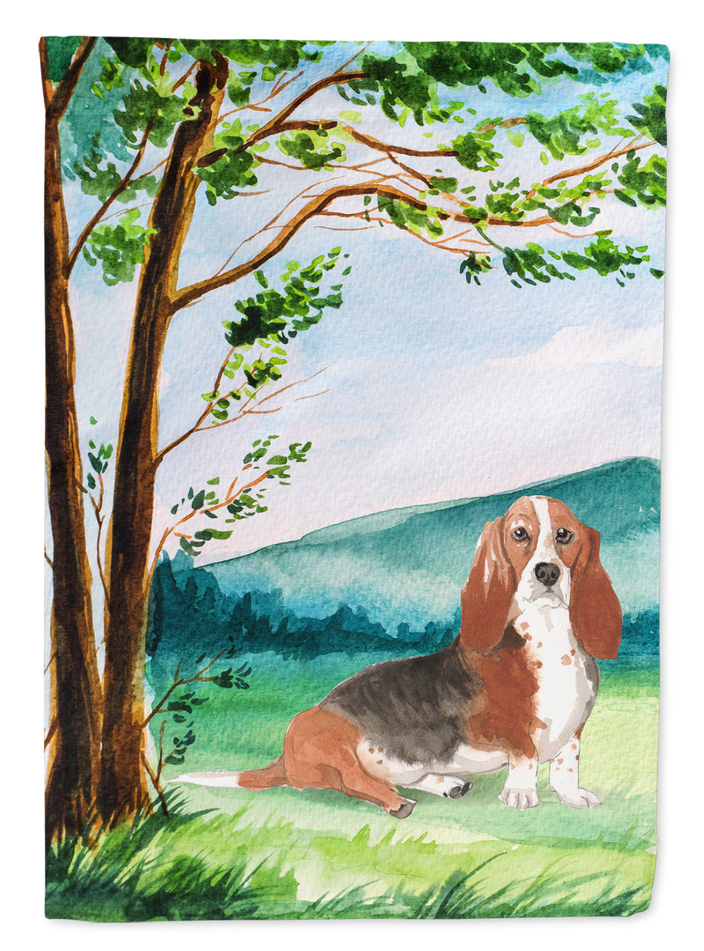 Under the Tree Basset Hound Garden Flag Mailbox Decorative Yard Banner Outside Patio Artwork for Flower Beds, Garden Size, Multicolor