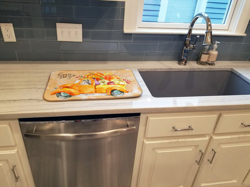 Fall Harvest Catahoula Leopard Dog Dish Drying Mat Absorbent Dish Drying Mat Pad for Kitchen Counter Dish Drainer Mat for Countertop, 14 x 21", Multicolor