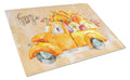 Fall Harvest White Staffordshire Bull Terrier Cutting Board Tempered Glass Kitchen Cutting Surface, Heat Resistant Chopping, Non-Slip Feet, Food Prep & Serving