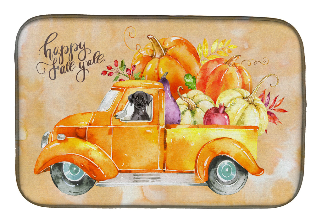 Fall Harvest Black Labrador Retriever Dish Drying Mat Absorbent Dish Drying Mat Pad for Kitchen Counter Dish Drainer Mat for Countertop, 14 x 21", Multicolor
