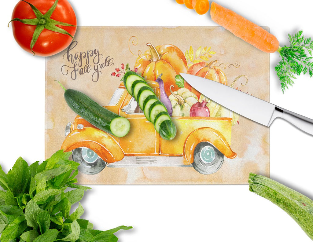 Fall Harvest Chocolate Labrador Retriever Cutting Board Tempered Glass Kitchen Cutting Surface, Heat Resistant Chopping, Non-Slip Feet, Food Prep & Serving