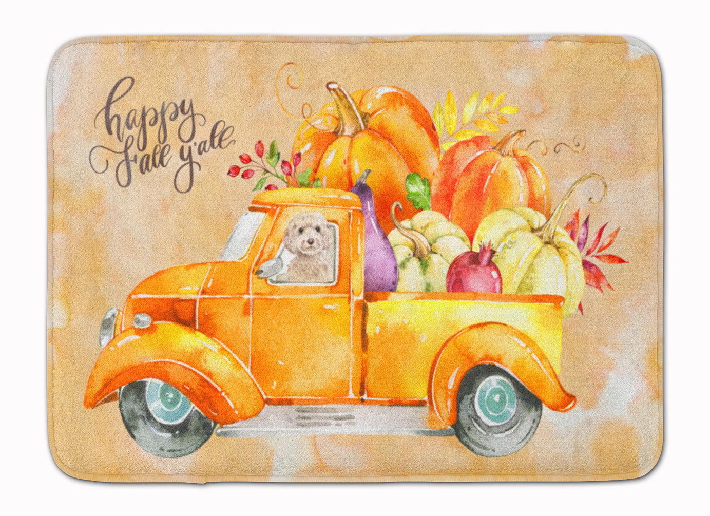 Fall Harvest Champagne Cockapoo Memory Foam Kitchen Mat Machine Washable Anti-Fatigue Cushion Comfort Bath or Kitchen Rug