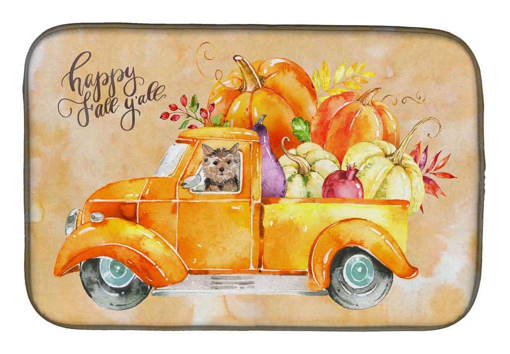 Fall Harvest Norwich Terrier Dish Drying Mat Absorbent Dish Drying Mat Pad for Kitchen Counter Dish Drainer Mat for Countertop, 14 x 21", Multicolor
