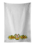Yorkie in Sunflowers Kitchen Towel Set of 2 White Dish Towels Decorative Bathroom Hand towel for Hand, Face, Hair, Yoga, Tea, Dishcloth, 19 X 28", White