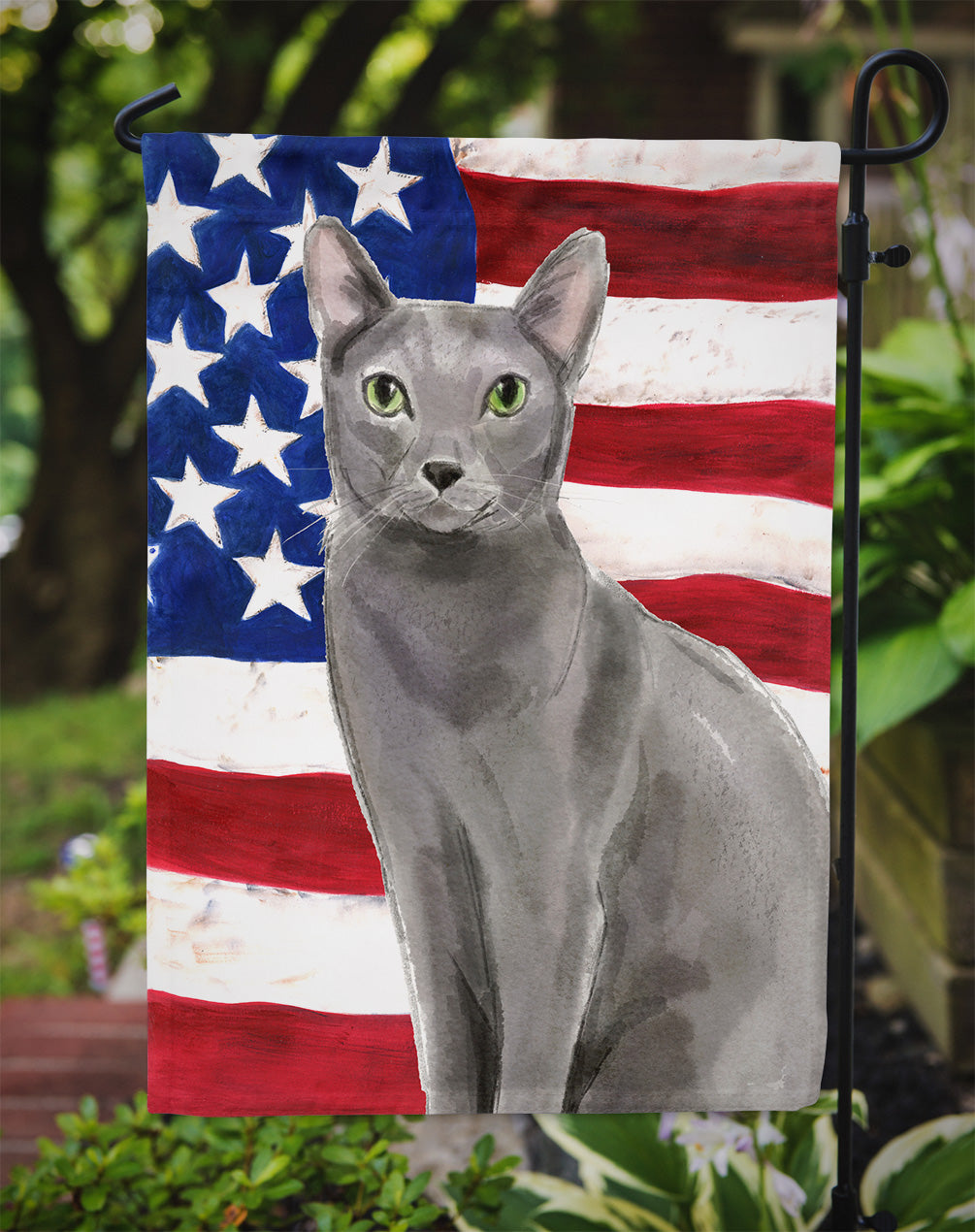 Blue Russian American Flag Garden Flag Mailbox Decorative Yard Banner Outside Patio Artwork for Flower Beds, Garden Size, Multicolor