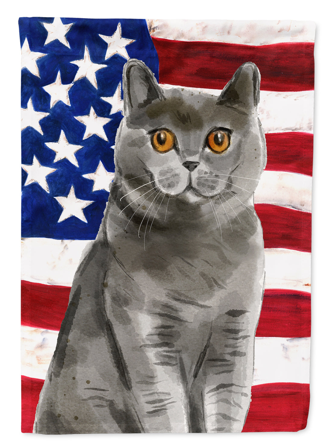 British Shorthair American Flag Garden Flag Mailbox Decorative Yard Banner Outside Patio Artwork for Flower Beds, Garden Size, Multicolor