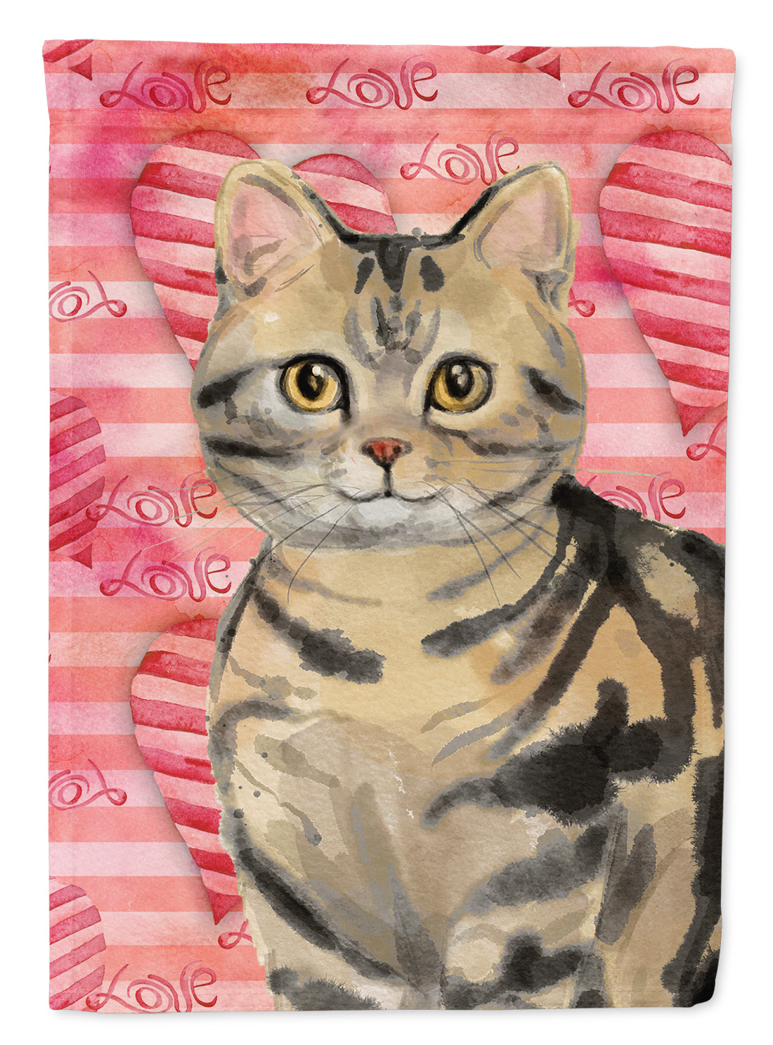 American Shorthair Brown Tabby Cat Love Garden Flag Mailbox Decorative Yard Banner Outside Patio Artwork for Flower Beds, Garden Size, Multicolor