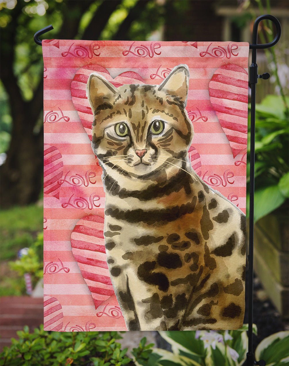 Bengal Cat Love Garden Flag Mailbox Decorative Yard Banner Outside Patio Artwork for Flower Beds, Garden Size, Multicolor
