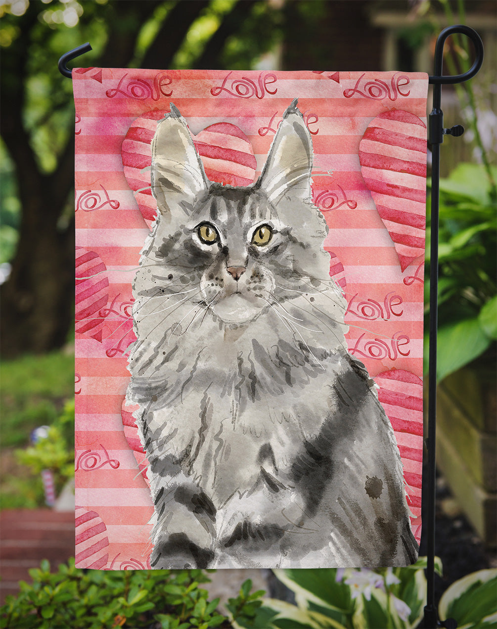 Maine Coon Cat Love Garden Flag Mailbox Decorative Yard Banner Outside Patio Artwork for Flower Beds, Garden Size, Multicolor