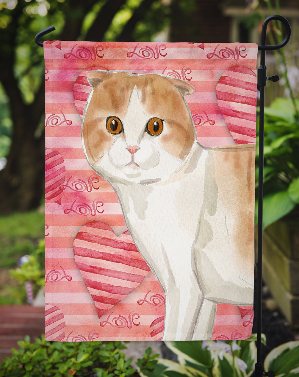 Scottish Fold Cat Love Garden Flag Mailbox Decorative Yard Banner Outside Patio Artwork for Flower Beds, Garden Size, Multicolor