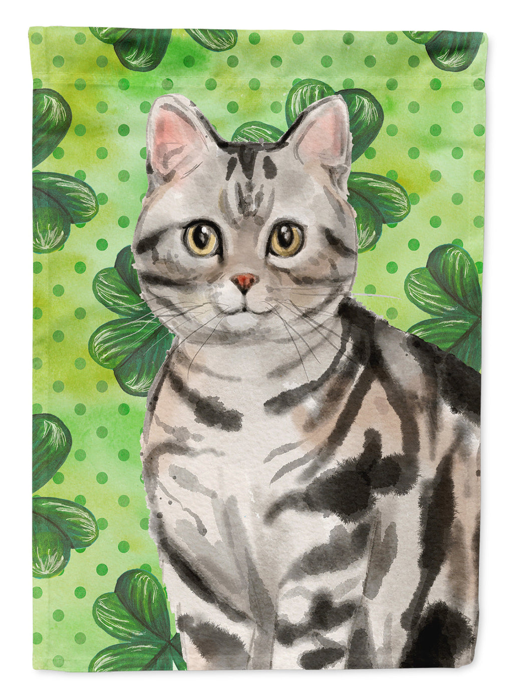 American Shorthair Shamrock Garden Flag Mailbox Decorative Yard Banner Outside Patio Artwork for Flower Beds, Garden Size, Multicolor