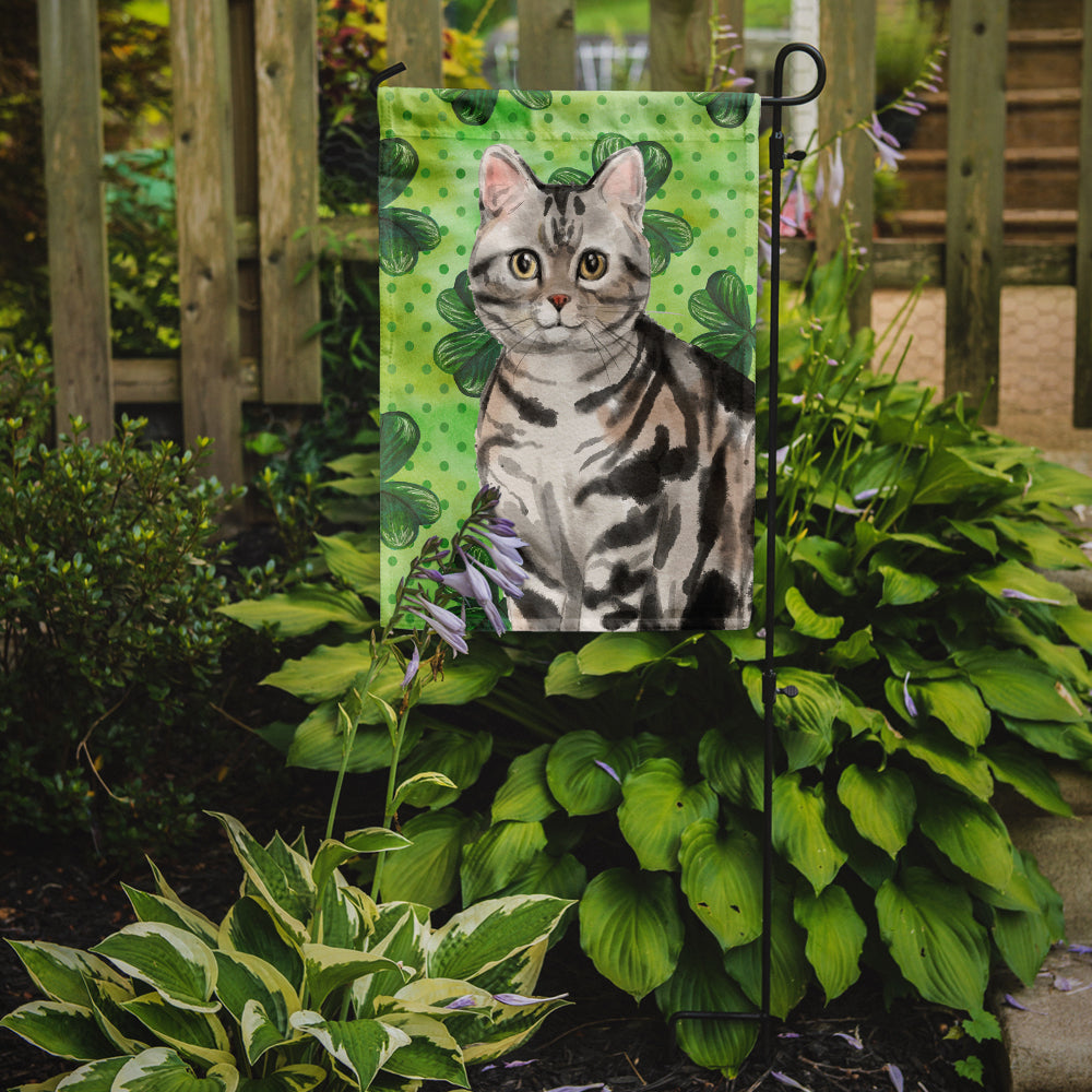 American Shorthair Shamrock Garden Flag Mailbox Decorative Yard Banner Outside Patio Artwork for Flower Beds, Garden Size, Multicolor