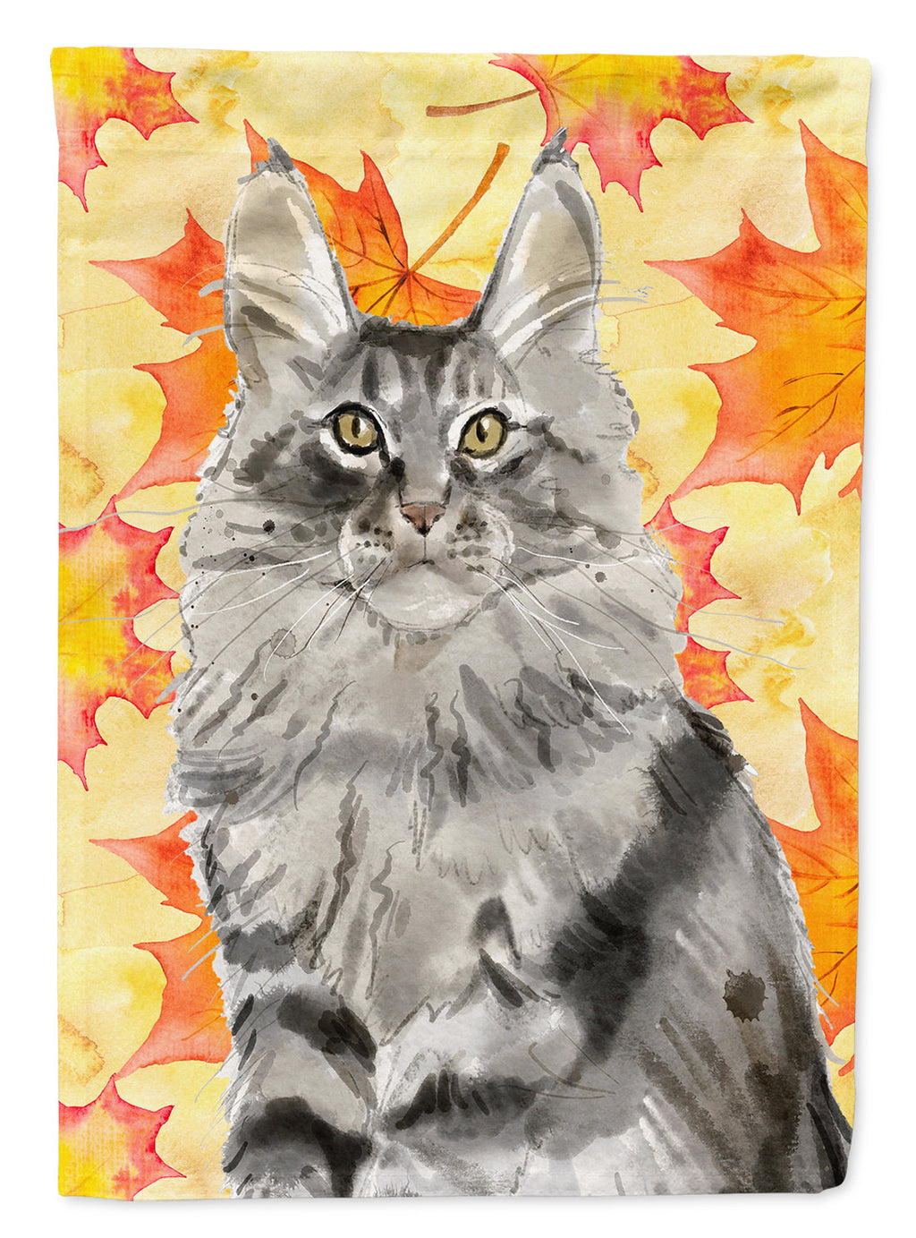 Maine Coon Fall Leaves Garden Flag Mailbox Decorative Yard Banner Outside Patio Artwork for Flower Beds, Garden Size, Multicolor