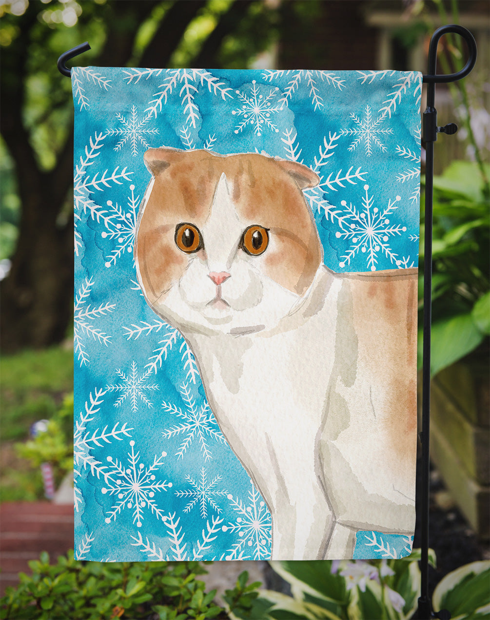 Scottish Fold Winter Snowflake Garden Flag Mailbox Decorative Yard Banner Outside Patio Artwork for Flower Beds, Garden Size, Multicolor