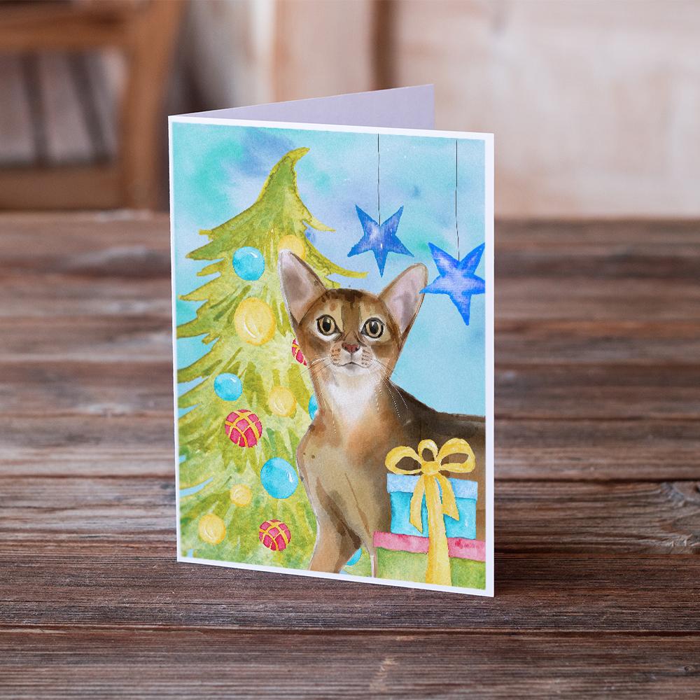Abyssinian Christmas Presents Greeting Cards Pack of 8 Blank Cards with Envelopes Whimsical A7 Size 5x7