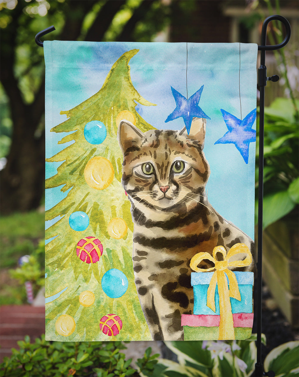Bengal Christmas Presents Garden Flag Mailbox Decorative Yard Banner Outside Patio Artwork for Flower Beds, Garden Size, Multicolor