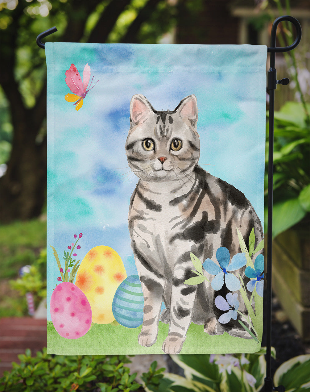 American Shorthair Easter Eggs Garden Flag Mailbox Decorative Yard Banner Outside Patio Artwork for Flower Beds, Garden Size, Multicolor