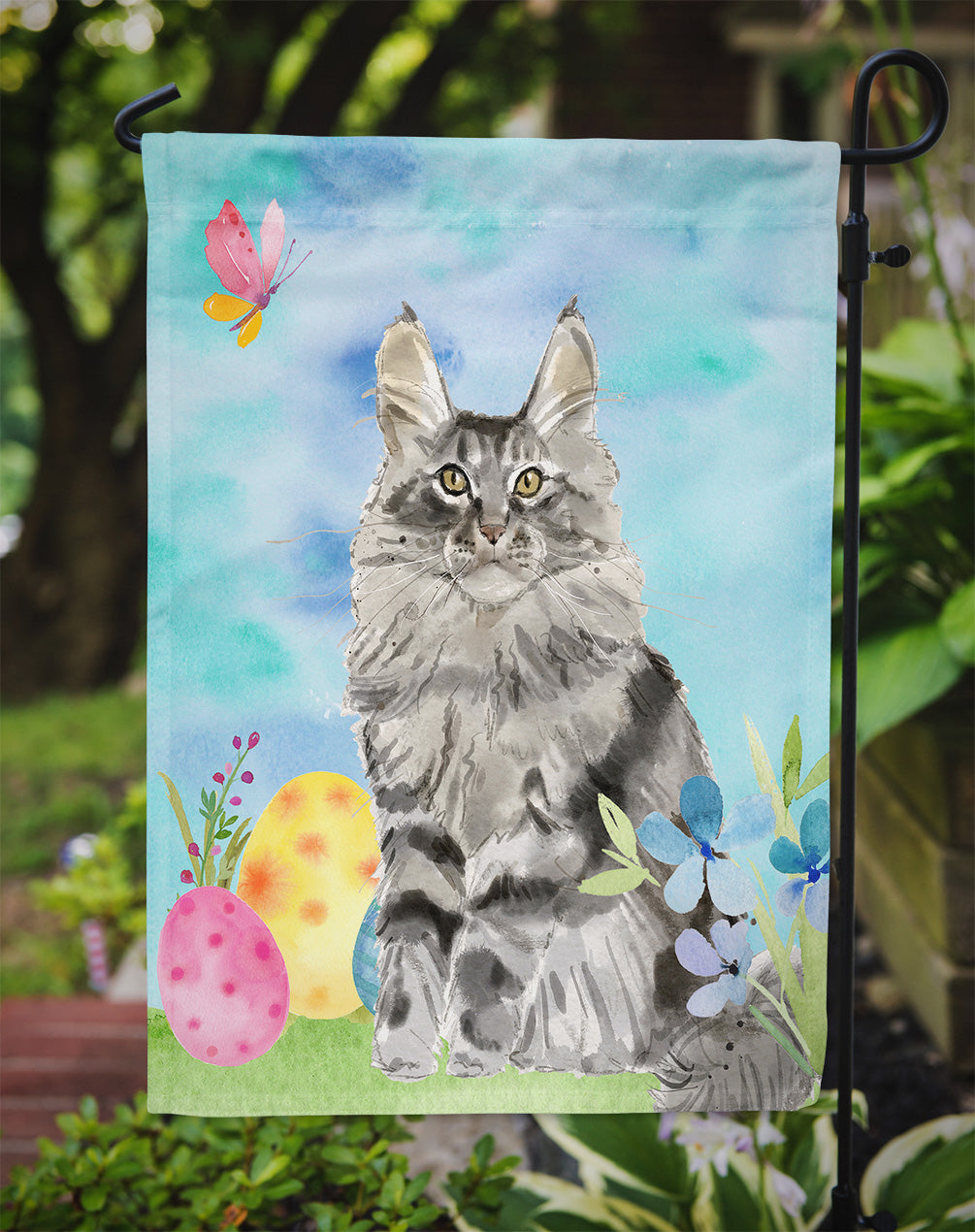 Maine Coon Easter Eggs Garden Flag Mailbox Decorative Yard Banner Outside Patio Artwork for Flower Beds, Garden Size, Multicolor