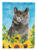 British Shorthair in Sunflowers Garden Flag Mailbox Decorative Yard Banner Outside Patio Artwork for Flower Beds, Garden Size, Multicolor