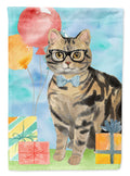 American Shorthair Brown Tabby Happy Birthday Garden Flag Mailbox Decorative Yard Banner Outside Patio Artwork for Flower Beds, Garden Size, Multicolor