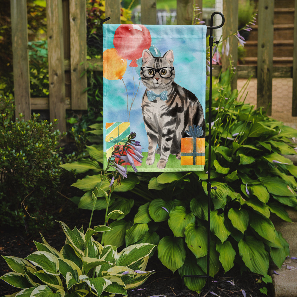 American Shorthair Happy Birthday Garden Flag Mailbox Decorative Yard Banner Outside Patio Artwork for Flower Beds, Garden Size, Multicolor