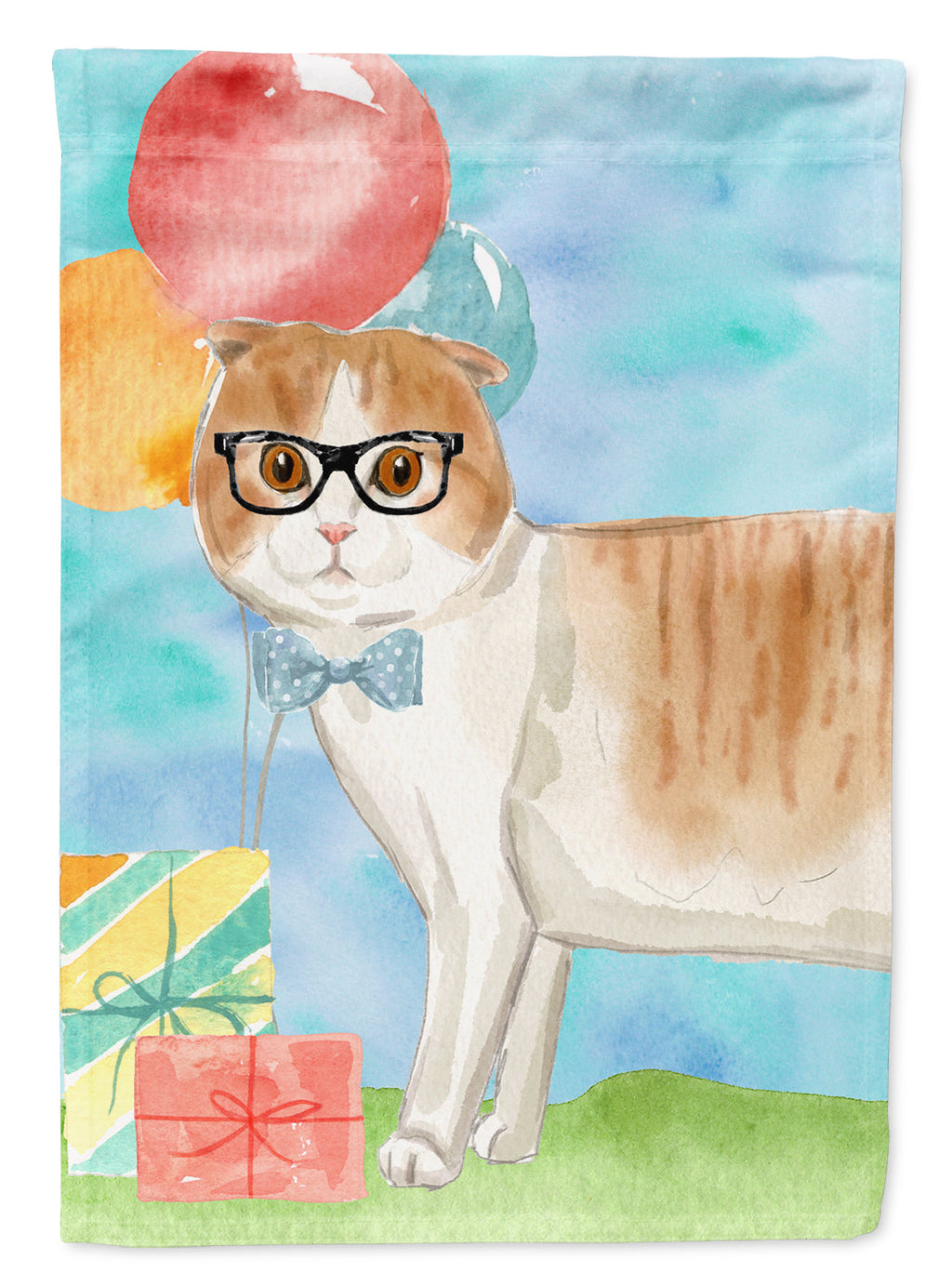 Scottish Fold Happy Birthday Garden Flag Mailbox Decorative Yard Banner Outside Patio Artwork for Flower Beds, Garden Size, Multicolor