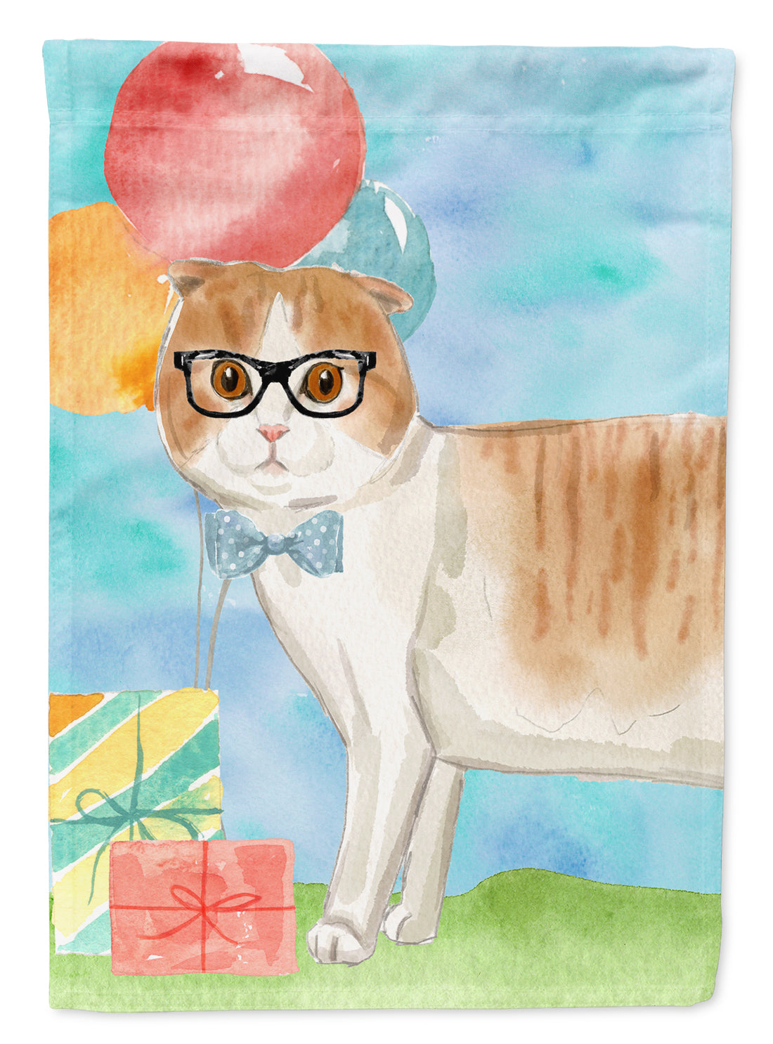 Scottish Fold Happy Birthday Garden Flag Mailbox Decorative Yard Banner Outside Patio Artwork for Flower Beds, Garden Size, Multicolor