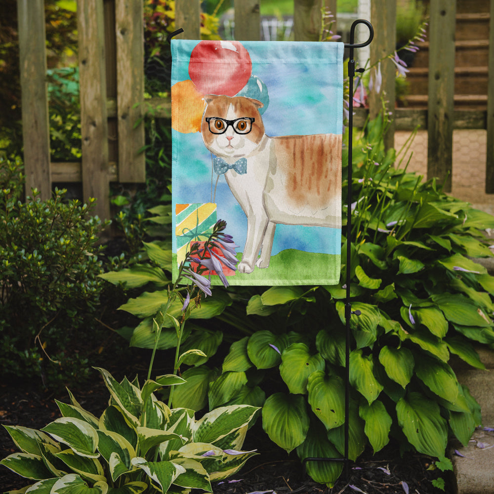 Scottish Fold Happy Birthday Garden Flag Mailbox Decorative Yard Banner Outside Patio Artwork for Flower Beds, Garden Size, Multicolor