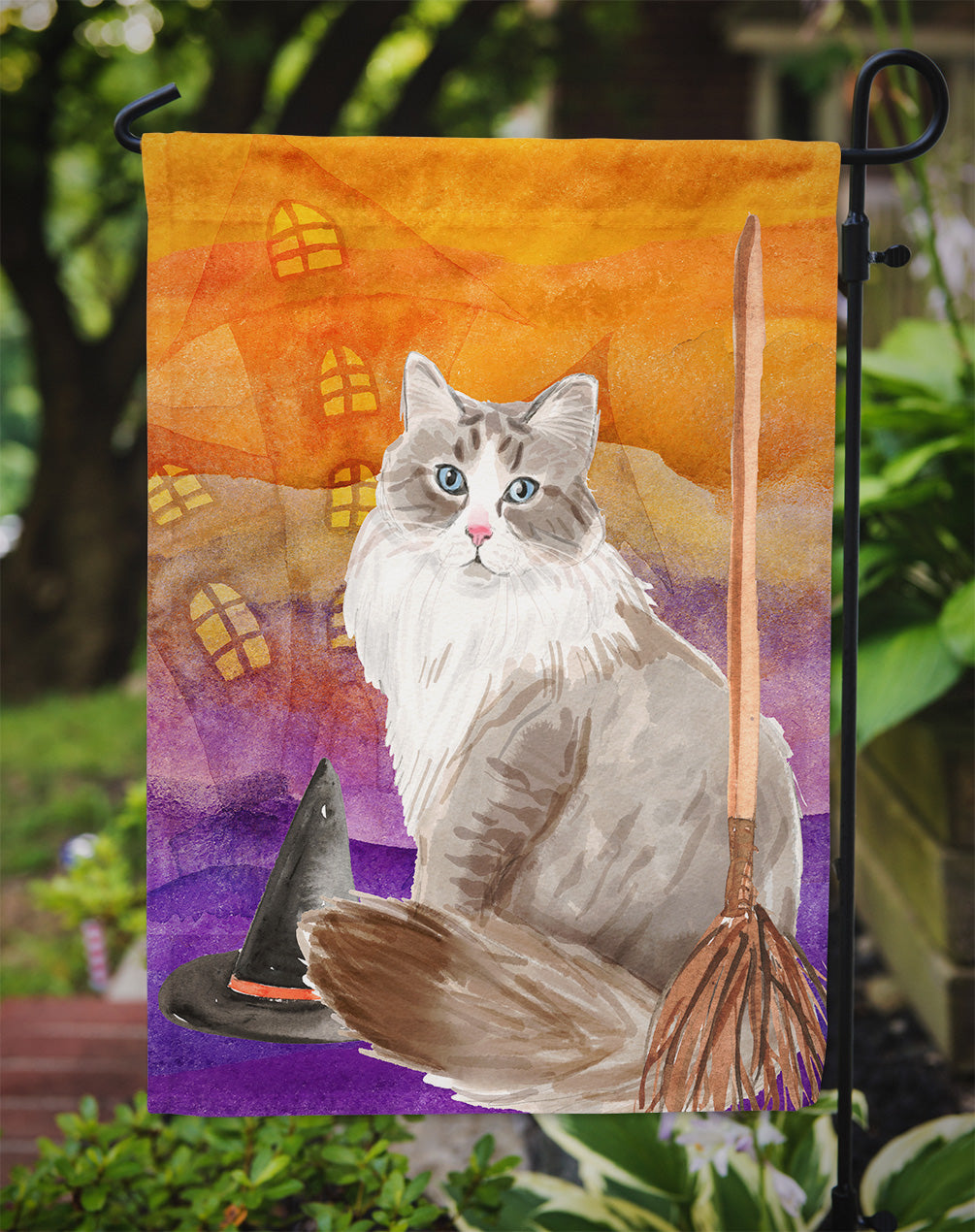 Siberian Halloween Garden Flag Mailbox Decorative Yard Banner Outside Patio Artwork for Flower Beds, Garden Size, Multicolor
