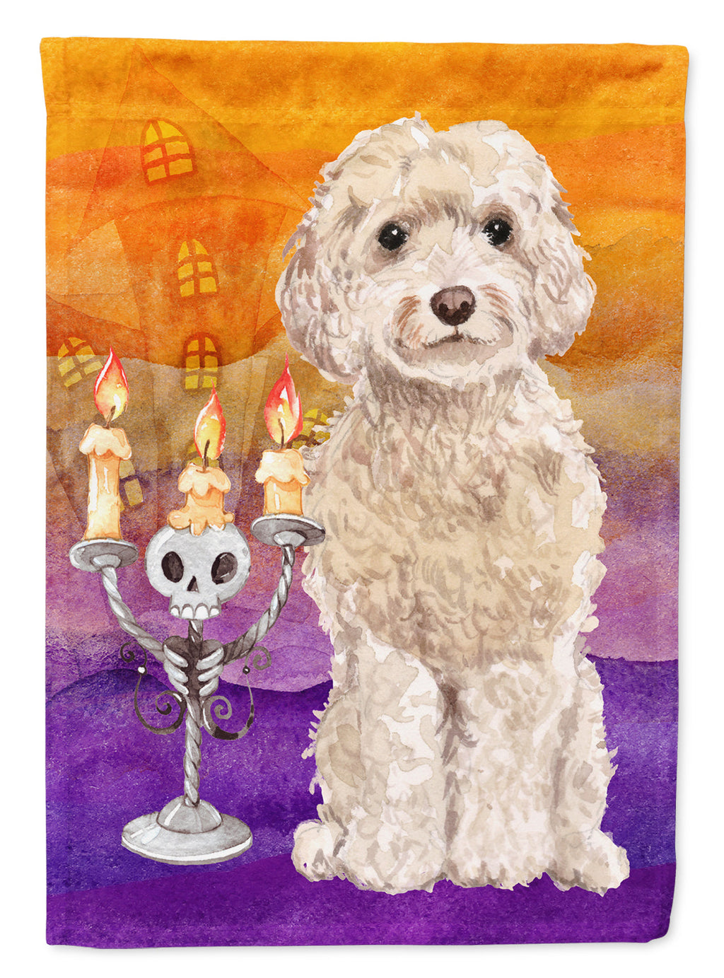 Halloween Champagne Cockapoo Garden Flag Mailbox Decorative Yard Banner Outside Patio Artwork for Flower Beds, Garden Size, Multicolor