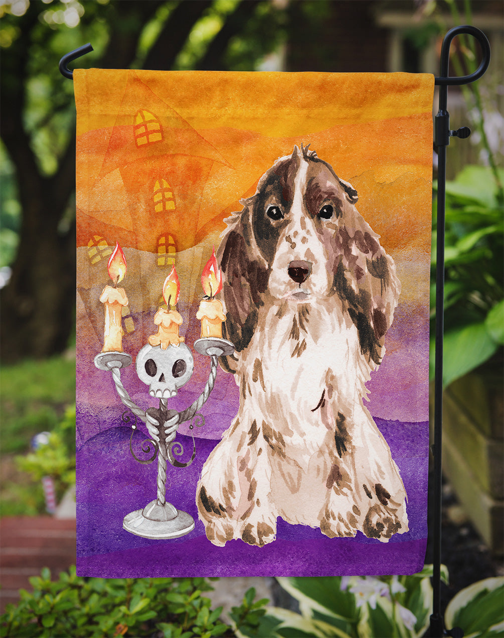 Halloween Chocolate Parti Cocker Spaniel Garden Flag Mailbox Decorative Yard Banner Outside Patio Artwork for Flower Beds, Garden Size, Multicolor