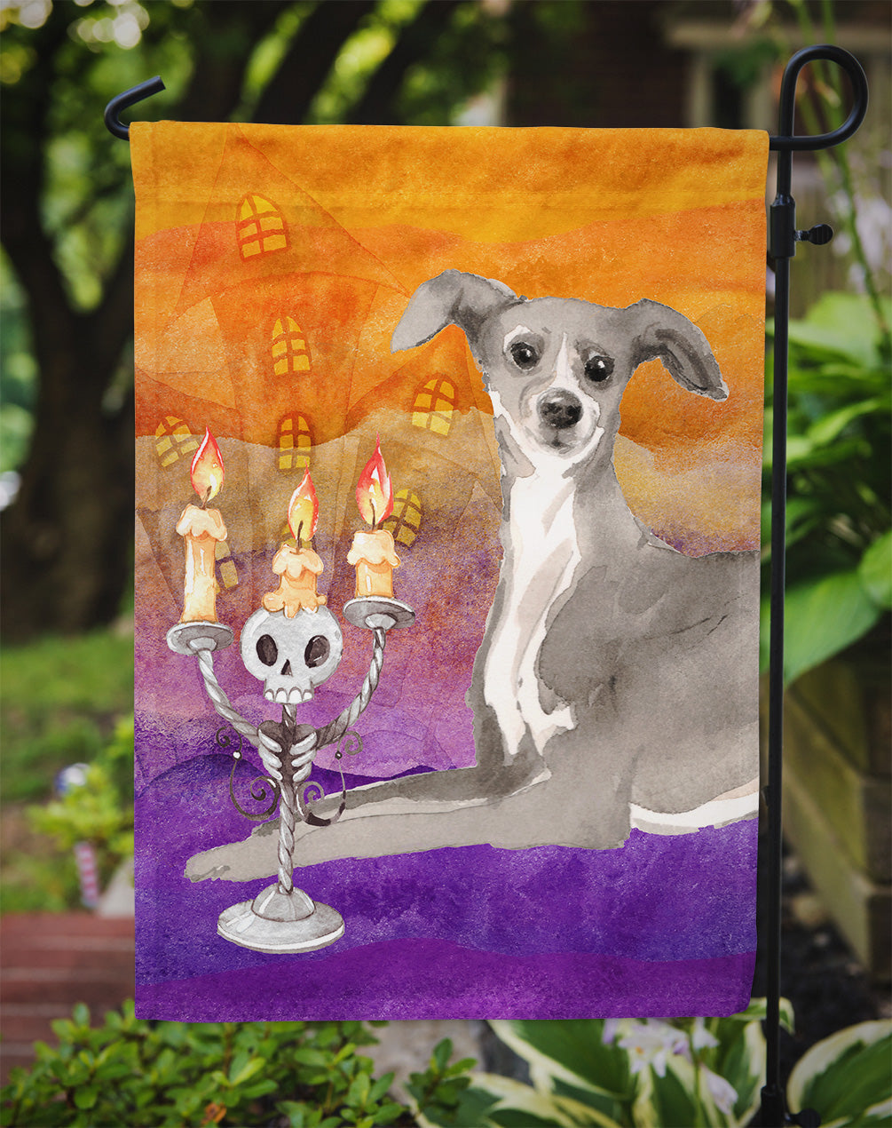 Halloween Italian Greyhound Garden Flag Mailbox Decorative Yard Banner Outside Patio Artwork for Flower Beds, Garden Size, Multicolor