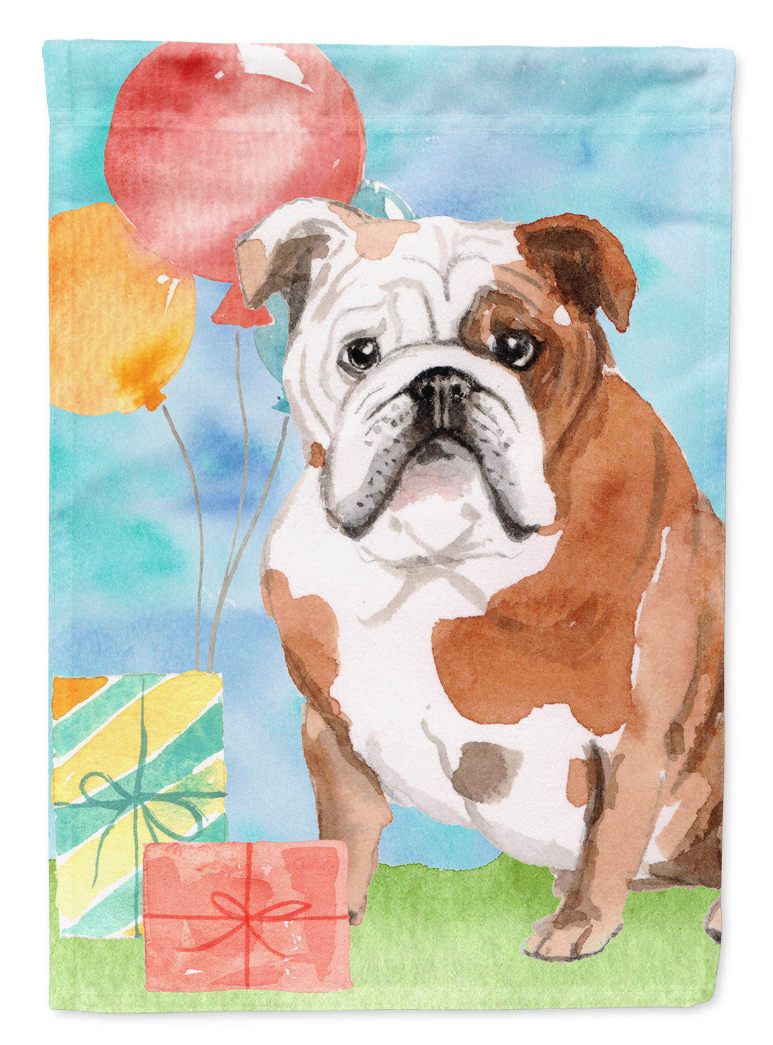 Happy Birthday English Bulldog Garden Flag Mailbox Decorative Yard Banner Outside Patio Artwork for Flower Beds, Garden Size, Multicolor