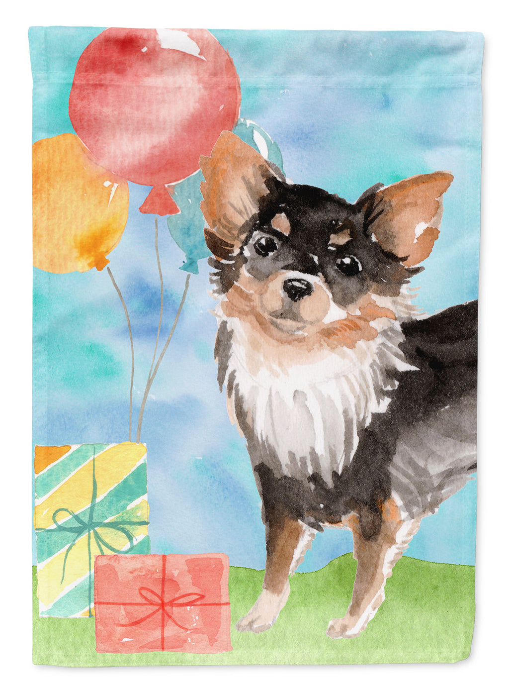 Happy Birthday Long Haired Chihuahua Garden Flag Mailbox Decorative Yard Banner Outside Patio Artwork for Flower Beds, Garden Size, Multicolor