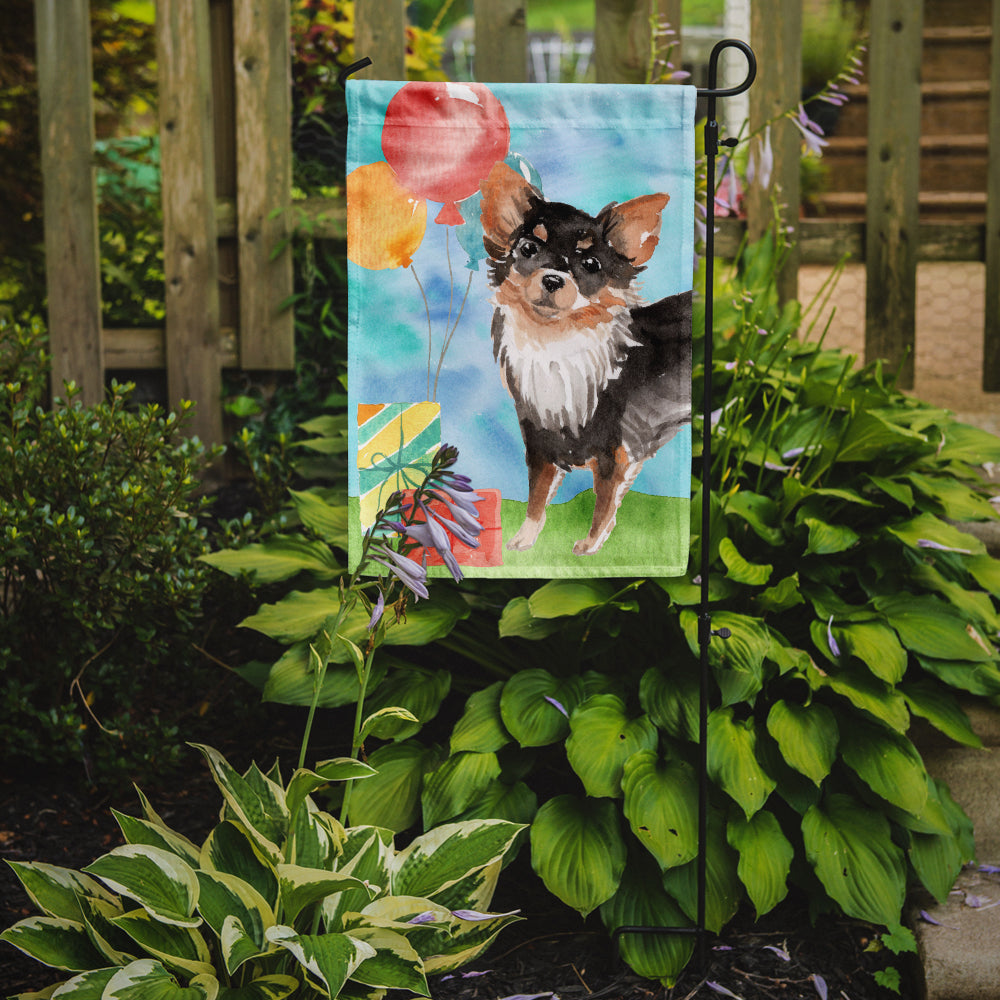 Happy Birthday Long Haired Chihuahua Garden Flag Mailbox Decorative Yard Banner Outside Patio Artwork for Flower Beds, Garden Size, Multicolor