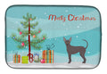Abyssinian or African Hairless Dog Christmas Tree Dish Drying Mat Absorbent Dish Drying Mat Pad for Kitchen Counter Dish Drainer Mat for Countertop, 14 x 21", Multicolor