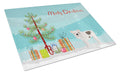 Bulldog, English Bulldog Christmas Tree Cutting Board Tempered Glass Kitchen Cutting Surface, Heat Resistant Chopping, Non-Slip Feet, Food Prep & Serving