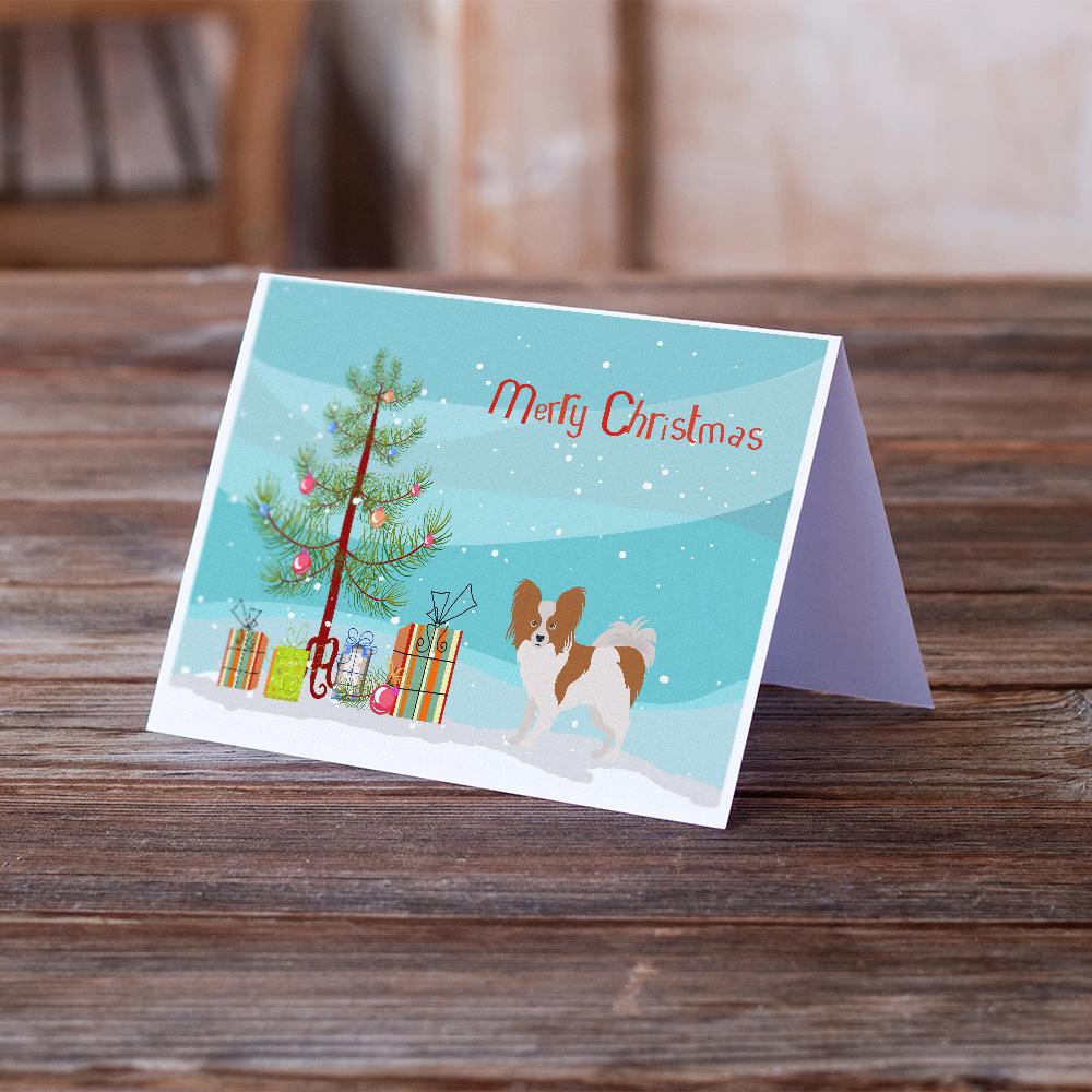 Papillon Christmas Tree Greeting Cards Pack of 8 Blank Cards with Envelopes Whimsical A7 Size 5x7