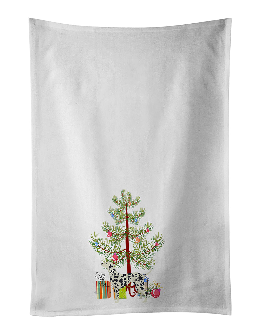 Dalmatian Christmas Tree Kitchen Towel Set of 2 White Dish Towels Decorative Bathroom Hand towel for Hand, Face, Hair, Yoga, Tea, Dishcloth, 19 X 28", White