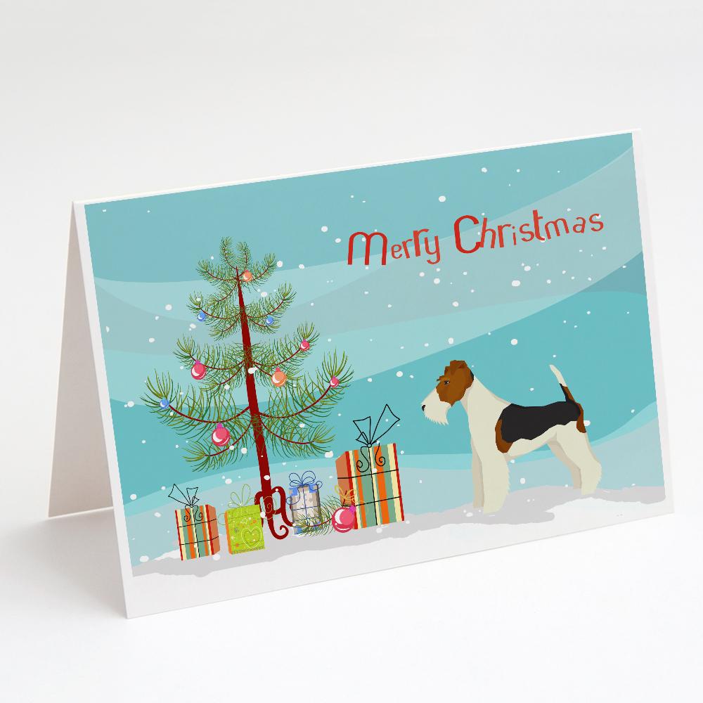 Fox Terrier Christmas Tree Greeting Cards Pack of 8 Blank Cards with Envelopes Whimsical A7 Size 5x7