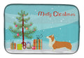 Pembroke Corgi Christmas Tree Dish Drying Mat Absorbent Dish Drying Mat Pad for Kitchen Counter Dish Drainer Mat for Countertop, 14 x 21", Multicolor