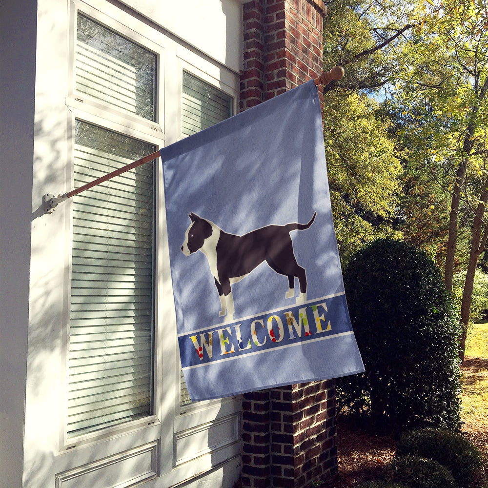 American Staffordshire Terrier Welcome House Flag 28x40 Porch Sleeve Pole Decorative Outside Yard Banner Artwork Wall Hanging, Polyester