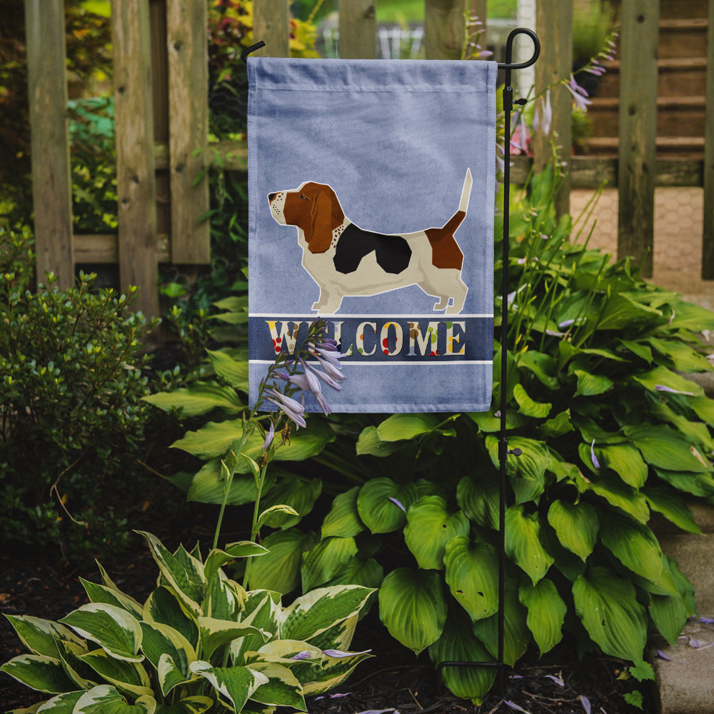Basset Hound Welcome Garden Flag Mailbox Decorative Yard Banner Outside Patio Artwork for Flower Beds, Garden Size, Multicolor