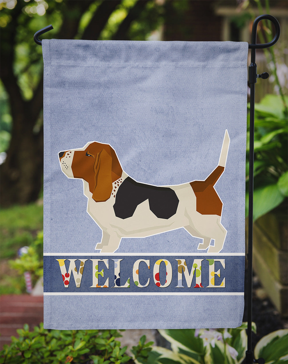 Basset Hound Welcome Garden Flag Mailbox Decorative Yard Banner Outside Patio Artwork for Flower Beds, Garden Size, Multicolor