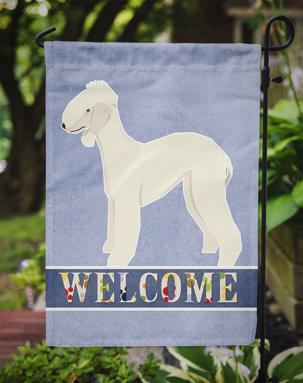 Bedlington Terrier Welcome Garden Flag Mailbox Decorative Yard Banner Outside Patio Artwork for Flower Beds, Garden Size, Multicolor