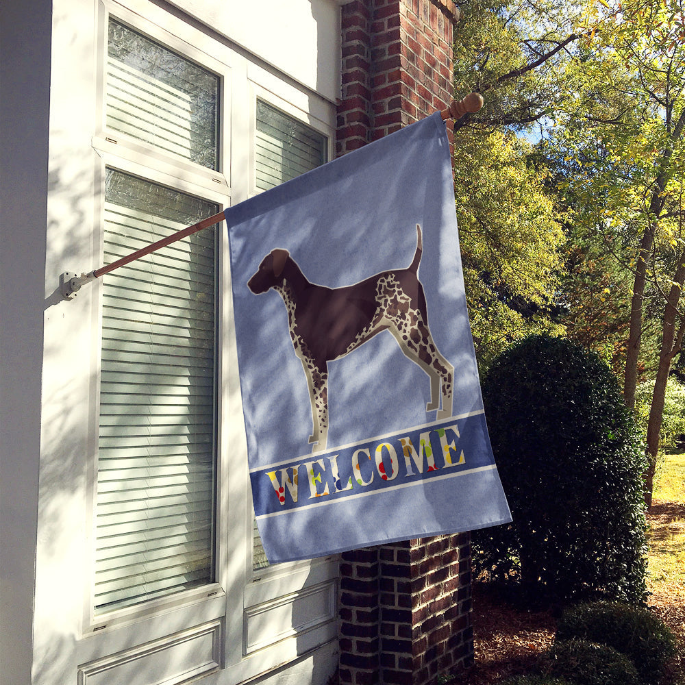 German Shorthaired Pointer Welcome House Flag 28x40 Porch Sleeve Pole Decorative Outside Yard Banner Artwork Wall Hanging, Polyester