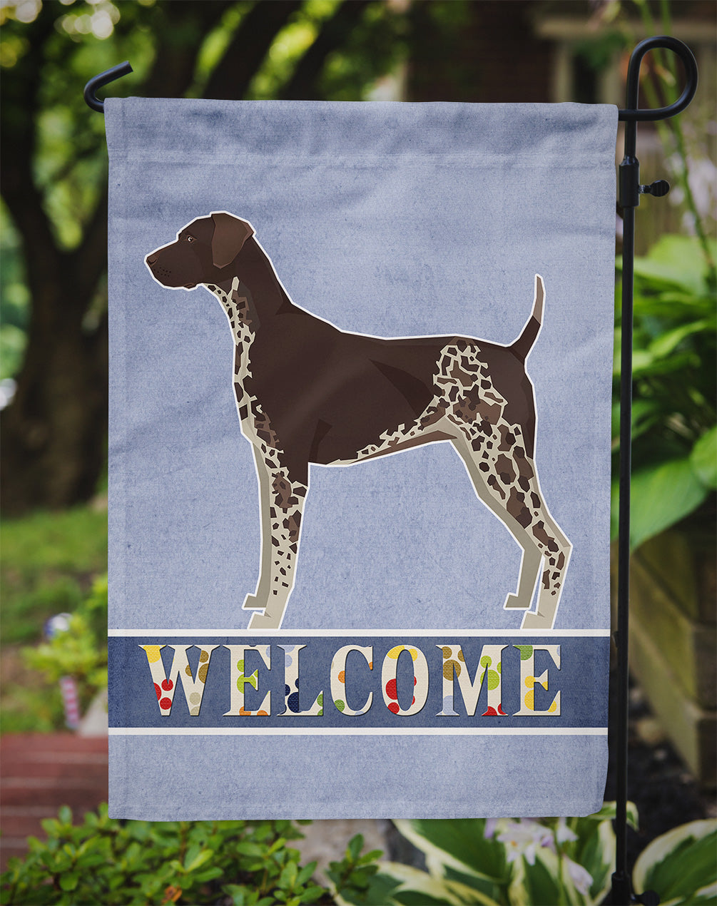 German Shorthaired Pointer Welcome Garden Flag Mailbox Decorative Yard Banner Outside Patio Artwork for Flower Beds, Garden Size, Multicolor